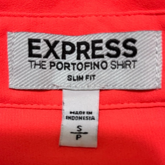 Express Portofino Women’s Coral Orange Long Sleeve Button Up Slim Fit Blouse SP - Picture 3 of 4